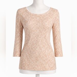 Talbots 3/4 Sleeve Boat Neck Sweater Cream & Tan Size Petite Small